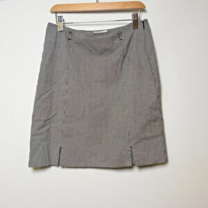 Vintage Ann Taylor LOFT Black White Gingham Check‎ Stretch Skirt Size 4